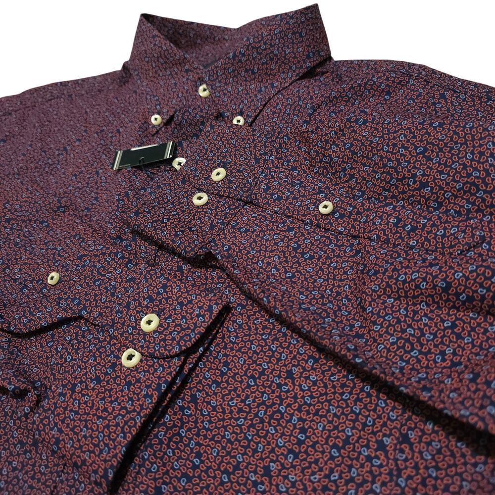 Roundtree & Yorke Large Retro All over Paisley Print Cotton Dress Shirt 17-/36